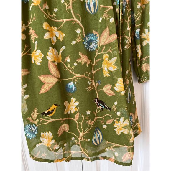 URBAN OUTFITTERS Bleeker Floral Wrap Dress Sheer Sleeves - Picture 7 of 8